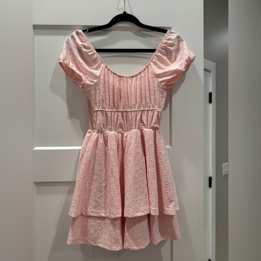 Aeropostale | NWT‎ Pink Eyelet Romper Dress  / Mini Dress- Size Small - Picture 10 of 12